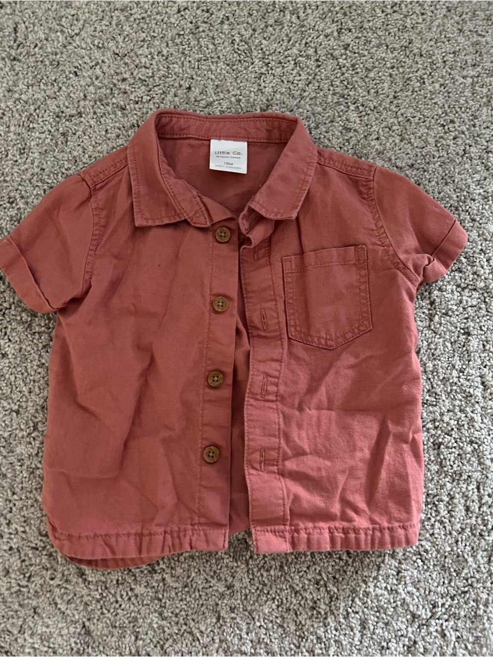 Little Co. Kids' coral Short-Sleeve Button-Down Shirt
